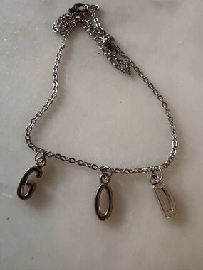 Silver-tone 'GOD' Letter Charm Necklace - Women Jewelry